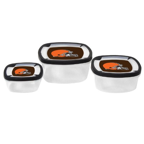 NFL Cleveland Browns Nesting Square Containers, 7.2-Cup; 3.5-Cup; 2.1-Cup,  Clear, Piece of 3