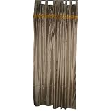 2 Arterian Dusty Gray Gold Art Silk Drapes Curtains 90 by Mogul Interior