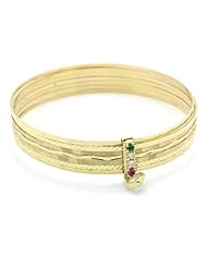 14K Yellow Gold 12mm Semanarios Set Of Seven 2.5 Diameter Bangle Bracelets