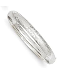 14k 5/16 White Gold Florentine Engraved Hinged Bangle. Metal Wt- 8.25g
