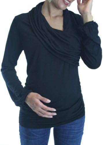 Sierra Lane Maternity : Draped Neck Top - Black (Small)