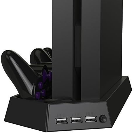 VICLUS(TM)Multifunction PS4 Vertical Stand Charging Station with 2 Clooing Fan+Dual Charger Station Dock for Playstation 4 DualShock 4 Controllers + Extra USB HUB