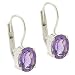 Large Sterling Silver Genuine Amethyst stone LeverBack Lever Back Earrings