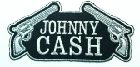 JOHNNY CASH Country Music Logo Jacket T shirt Patch Sew Iron on Embroidered Cloth ,Size 4.75Inch X 2.25Inch FOR YOUR CLOTH BY MOODBEAT SHOP