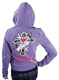 ED HARDY Christian Audigier Tattoo Zip Womens Hoodie Purple Size S