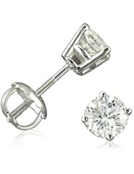 14K White Gold Round Screw-Back Diamond Stud Earrings (2/3ct tw)