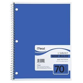 Mead Spiral Notebook, 1-Subject, 70-Count, Wide Ruled, Dark Blue (05510)