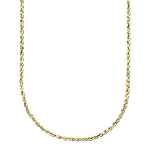 10k Yellow Gold 2.0mm Hollow Rope Chain Necklace, 18