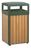 Howard Regent 50 29 gallon Perma-Wood Slat Hinged Top with Weather Urn Empire Green with Cedar Waste Receptacle R34HTWU50PLEGN