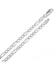 3MM Thick - Figaro Link Chain Necklace/Bracelet - Genuine .925 Solid Sterling Silver