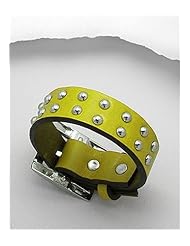 Lawn Green Leather Bracelet In White Base