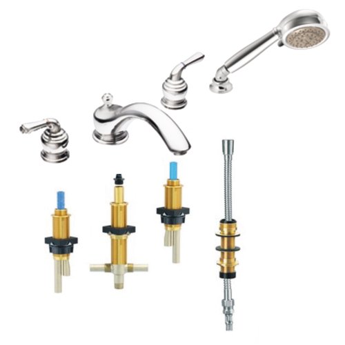 Moen T953-9992 Monticello Two-Handle Low Arc Roman Tub Faucet with Shower Handle and Valve, Chrome