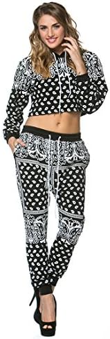 Paisley Chick Cropped Hoodie in Black and White