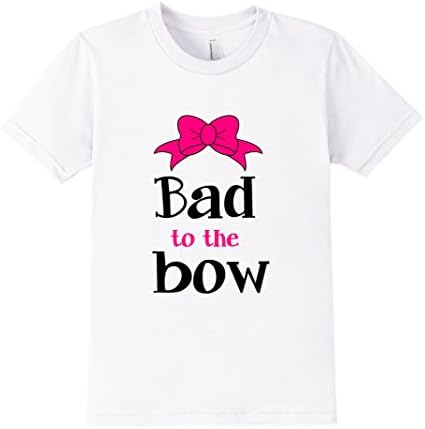 Kids Bad to the Bow Sassy Wicked Naughty Girly Southern Girl Tee 10 White