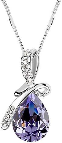 Valentines Day Gift 925 Sterling Silver Teardrop Swarovski Element Crystal Pendant Fashion Jewelry Necklace for Women,"the Tear for Angel"