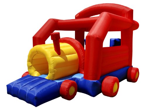 Cloud 9 Choo Choo Train Bounce House - Inflatable Bouncer with Tunnel, Slide and Air Blower On Sale