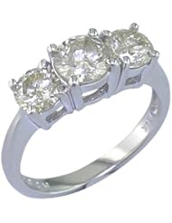 1 CT 3 Stone Diamond Ring 14K White Gold