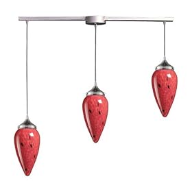 Lacrima - 3 Light Kitchen Island Pendant Track Lighting Fixture - Brushed Nickel - Red...