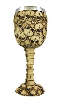 Ossuary Style Skulls Hand Wine Goblet Bones Skeleton Goblet Wine Chalice Resin Body Stainless Steel