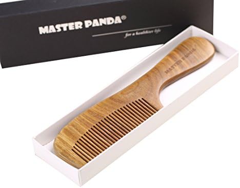 Master Panda Handmade Natural Green Sandalwood Hair Comb and Beard Comb with Natural Wood Aromatic Scent MP1901