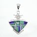Southwestern Native American Turquoise and Lapis Sunburst Arrowhead Pendant by Ray Tracey in Sterling Silver, #8575