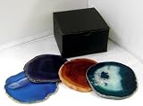 Mixed Colors Agate Coaster Set of Four 5 Inch Agate Slices Gift Boxed