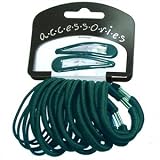 22 Bottle Green Hair Slides & Hair Elastics AJ2466IMAGE