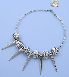 Rockabilly punk rock silver spike with sparkling balls Large hoop earrings
