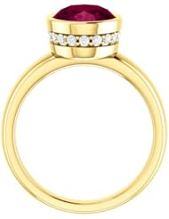 18K Yellow Gold 10.00x8.00mm Oval Cut Rhodolite Garnet and Diamond Ring -- LIFETIME WARRANTY