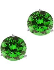 1.10 Ct Round Green SI1-SI2 Diamond 14K White Gold Stud Earrings