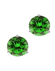 1.60 Ct Round Green SI1-SI2 Diamond 18K White Gold Stud Earrings