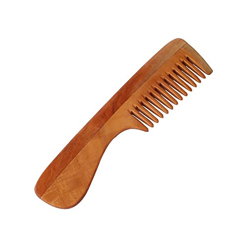 Handcrafted Neem Wood Comb - Anti Dandruff, Non-Static and Eco-friendly- Great for Scalp and Hair health -7