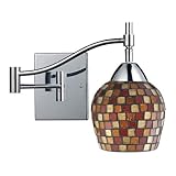 IMAGE OF Elk Lighting 10151/1PC-MLT, Celina 1-Light Swingarm Sconce in Polished Chrome and Multi Fusion Glass