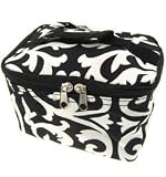 Cute! Cosmetic Makeup Bag Case Damask Print Black White Small