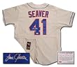 Tom Seaver New York Mets MLB Hand Signed Majestic Away Gray Baseball Jersey