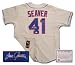 Tom Seaver New York Mets MLB Hand Signed Majestic Away Gray Baseball Jersey
