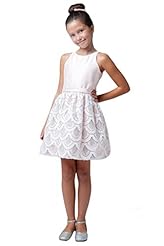 Girls Tea Length Satin Sequined Vintage Mesh  Dress
