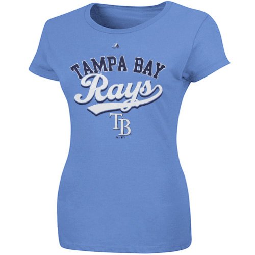 Majestic Tampa Bay Rays Women's The Essentials T-Shirt - Light Blue (Large)