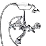 American Bath Factory F1-1133-CH-F9-9400-MX-CH F1-1133 Wall Mount Bathtub Faucet, Metal Cross Handle