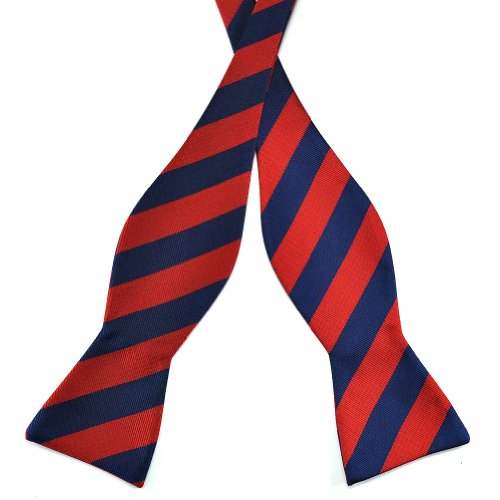 PenSee Mens Self Bow Tie Classic Stripe Woven Silk Bow Ties-Various Colors