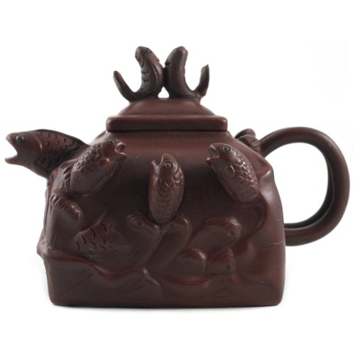 "Yixing Clay Jumping Fish Tea Pot, 16 Ounce" "Yixing Clay Jumping Fish Tea Pot, 16 Ounce"