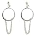 Sterling Silver Circle with Dangling Chain Earrings