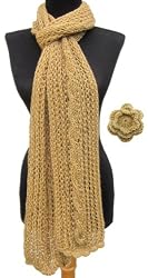 Handmade Lightweight Acrylic Scarf - Open Weave Knit in Soothing Honey (100% Hand-knitted)