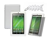 Clear/White Silicone Skin Cover + LCD Screen Protector + Fishbone Style Keychain for Creative ZiiO 8GB 16 GB 7-Inch Android 2.1 Wireless Entertainment Tablet