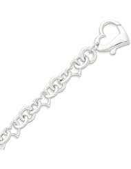 Sterling Silver 7.5 Inch Polished Fancy Heart Link Bracelet - 7.5 Inch