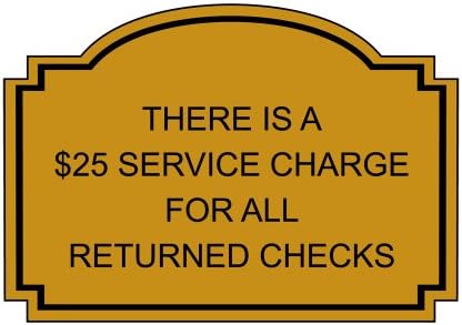ComplianceSigns Engraved Plastic Payment Policies Sign, 7 x 5 Gold
