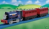 Trackmaster Railway System : Thomas and Friends Motorized Road and Rail Battery Powered Tank Engine - Sir Handel with 2 Red Passenger Coaches