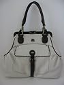 AUTHENTIC Ellen Tracy "SANDALIA" Pearl Off White Leather Handbag Doctors Bag Tote
