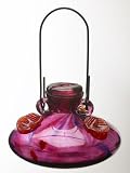 Kitras Art Glass - Hand Blown Glass Hummingbird Feeder - Pink - 3 Port - Hanging