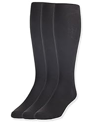 Apparel: JRP Mens Knee Length Flat Extra Soft Cotton Knit Dress Socks - 3 Pack - Black (Size 9-11)